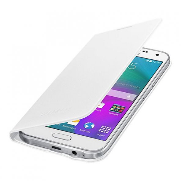 Samsung Galaxy E5 (E500) Orjinal Flip Wallet Cover Kapaklı Kılıf Beyaz