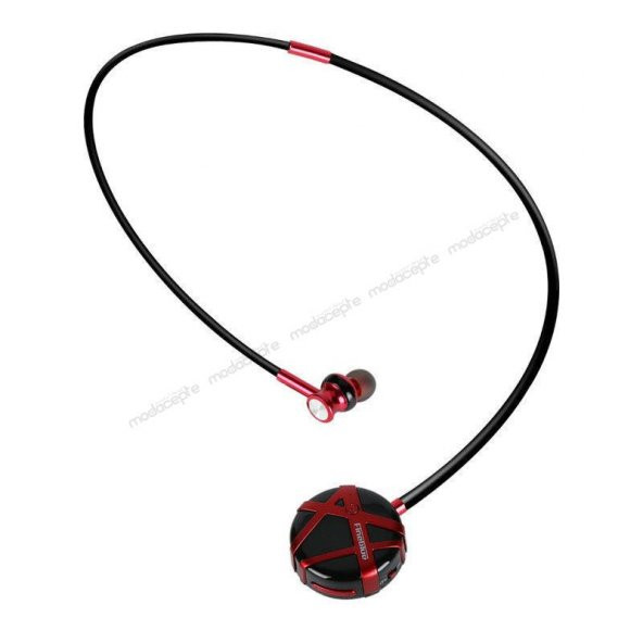 Fineblue C7 Boyun Askılı Bluetooth Kulaklık Kırmızı Siyah