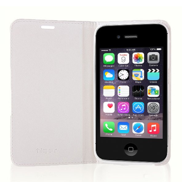 iPhone 4s Dikişli ve Gizli Mıknatıslı Tiger Kılıf Beyaz - 2