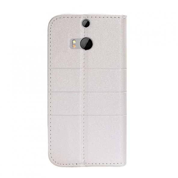 HTC One M8 Dikişli ve Gizli Mıknatıslı Tiger Kılıf Beyaz - 2