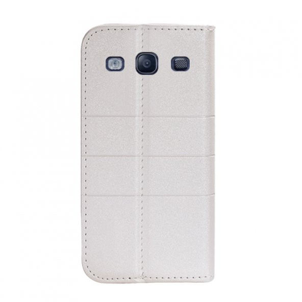 Samsung Galaxy S3 (I9300) Dikişli ve Gizli Mıknatıslı Tiger Kılıf Beyaz - 3