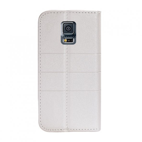 Samsung Galaxy S5 (G900) Dikişli ve Gizli Mıknatıslı Tiger Kılıf Beyaz - 2