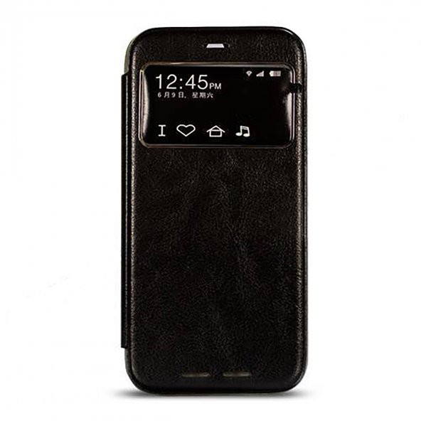 Samsung G900FQ S5 Yan Kapaklı Tiger Pad Kılıf Siyah