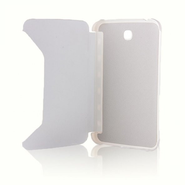 Samsung Galaxy Tab 3 T210 7" Yan Kapaklı Standlı Kılıf Beyaz - 2