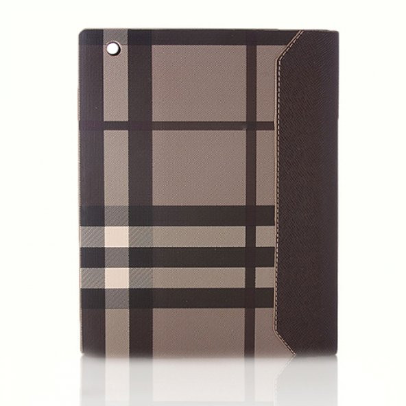 iPad 2 / iPad 3 / iPad 4 Standlı Burberry Desen Kılıf Kahverengi - 2