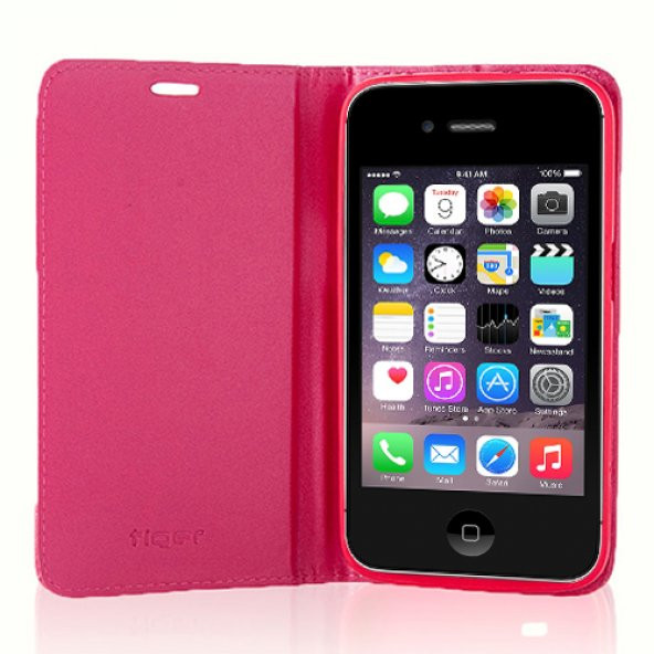 iPhone 4s Dikişli ve Gizli Mıknatıslı Tiger Kılıf Pembe - 2
