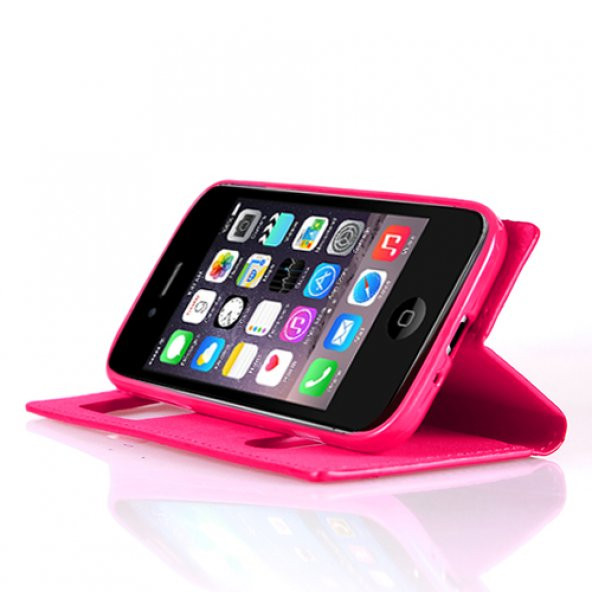 iPhone 4s Dikişli ve Gizli Mıknatıslı Tiger Kılıf Pembe - 3