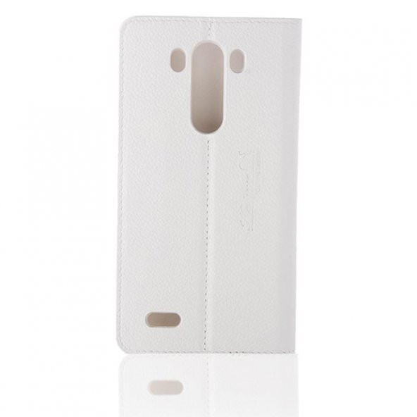 LG G2 D802 KAIYUE Cüzdanlı Standlı Deri Kılıf Beyaz - 3
