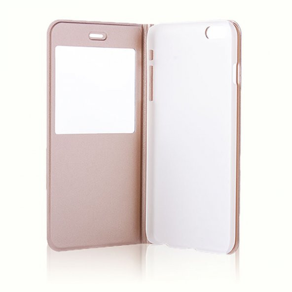 iPhone 6 Plus 5,5 inç İki Renkli Standlı Yan Kapaklı Kılıf Gold - 2