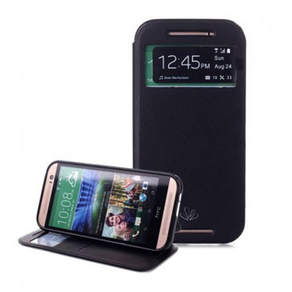 HTC One E8 VILI Cüzdanlı ve Standlı Kılıf Siyah