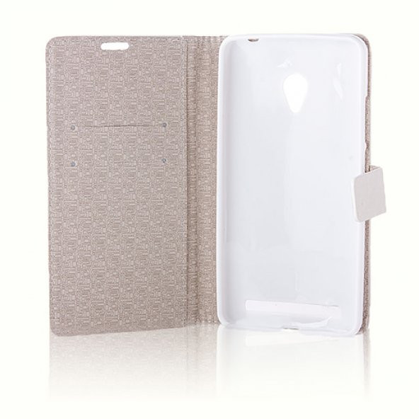 Asus Zenfone 6 Dikişli Cüzdanlı ve Standlı Kılıf Beyaz - 2