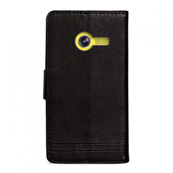 Asus Zenfone 4 Dikişli Cüzdanlı ve Standlı Kılıf Siyah - 2