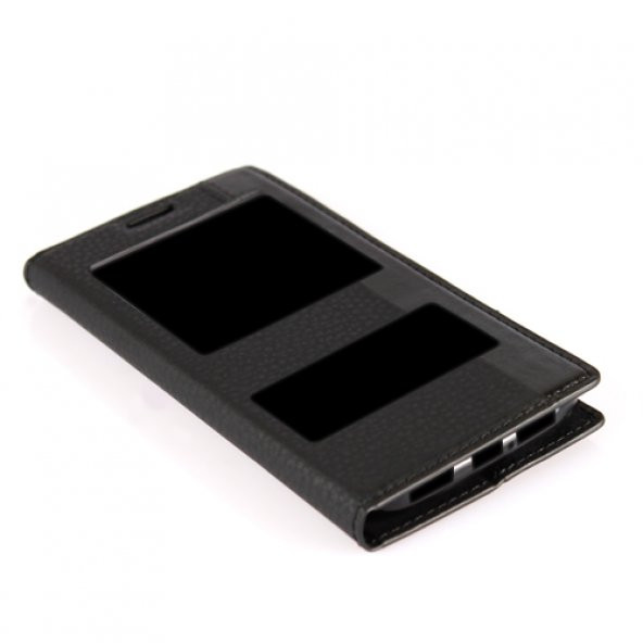 Vestel Venus 5.5V Gizli Mıknatıslı Premium Pencereli Magnum Kılıf Siyah - 2