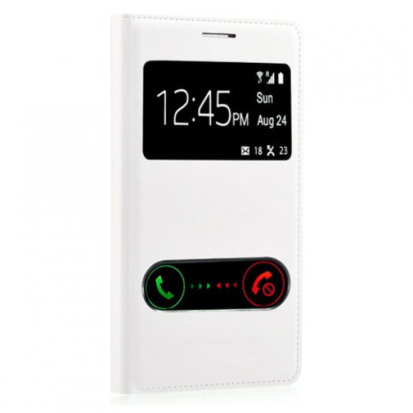 Samsung Note 4 N910 Dikişli Yan Kapaklı TPU Kılıf Beyaz
