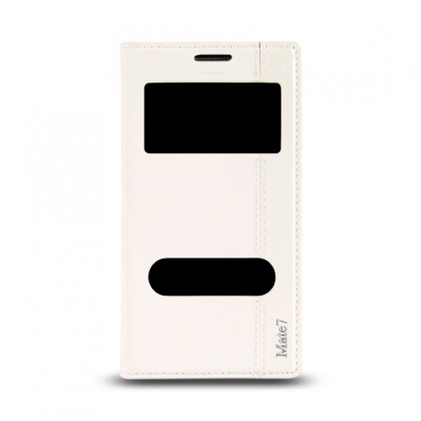 Huawei Ascend Mate 7 Gizli Mıknatıslı Pencereli Magnum Kılıf Beyaz