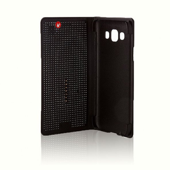 Galaxy E5 (E500) Dot View Yan Kapaklı Uyku Modlu Kılıf Siyah - 2