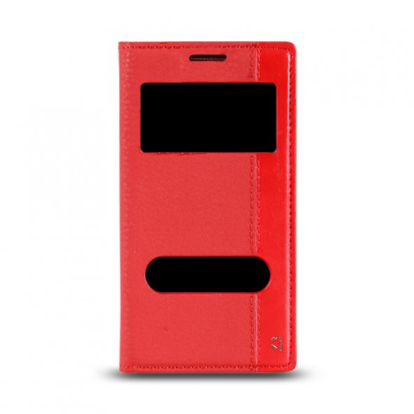 Sony Xperia Z3 Gizli Mıknatıslı Pencereli Magnum Kılıf Kırmızı