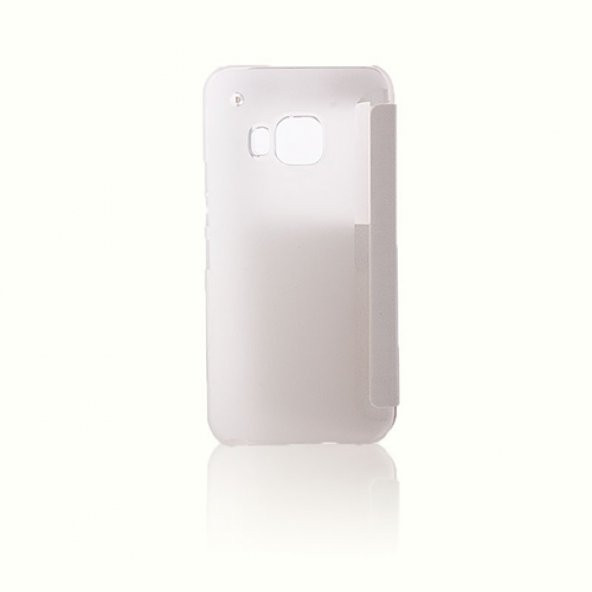 HTC One M9 Yan Kapaklı TPU Kılıf Beyaz - 3