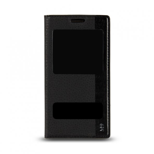 HTC One M9 Gizli Mıknatıslı Pencereli Magnum Kılıf Siyah
