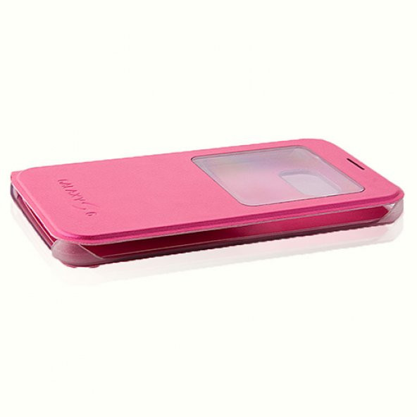 Samsung Galaxy S6 Yan Kapaklı TPU Flip Wallet Kılıf Pembe - 4