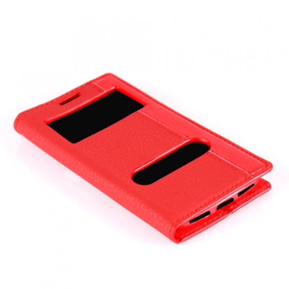 General Mobile Discovery 2 Gizli Mıknatıslı Pencereli Magnum Kılıf Kırmızı - 2