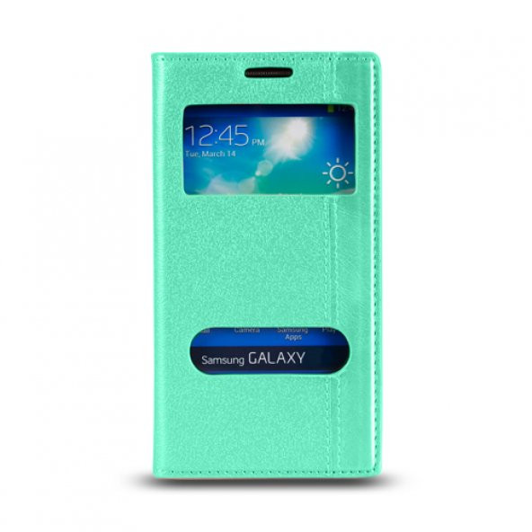 Samsung Galaxy E5 (E500) Gizli Mıknatıslı Pencereli Magnum Kılıf Yeşil
