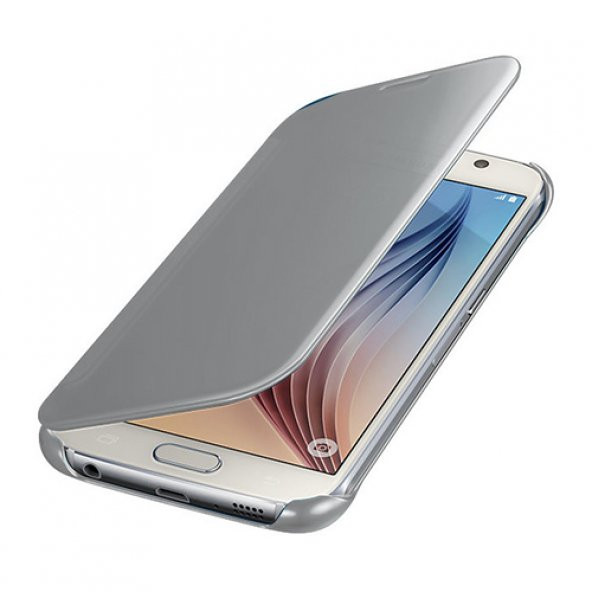 Samsung Galaxy S6 (G920) S View Şeffaf Cover Uyku Modlu Kılıf Silver - 3