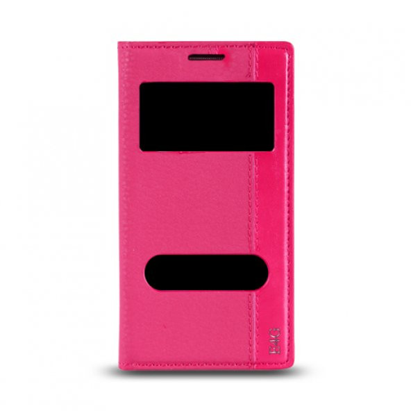 Sony Xperia E4G Gizli Mıknatıslı Pencereli Magnum Kılıf Pembe