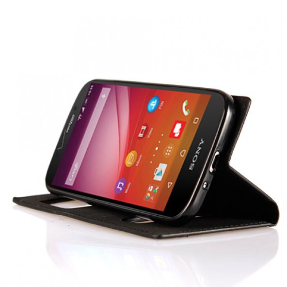 Sony Xperia Z4 Gizli Mıknatıslı Pencereli Magnum Kılıf Siyah - 2