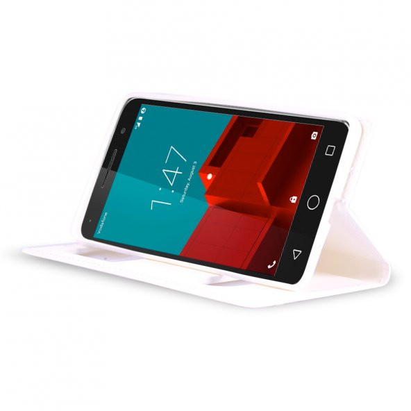 Vodafone Smart 6 Gizli Mıknatıslı Pencereli Magnum Kılıf Beyaz - 2