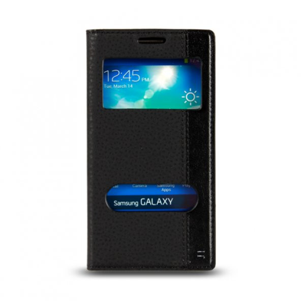 Samsung Galaxy J1 (J100) Gizli Mıknatıslı Pencereli Magnum Kılıf Siyah
