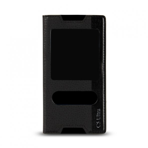 Sony Xperia C5 Ultra - Gizli Mıknatıslı Pencereli Magnum Kılıf Siyah