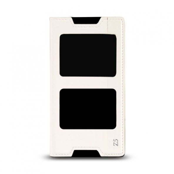 Sony Xperia Z5 Gizli Mıknatıslı Pencereli Magnum Kılıf Beyaz