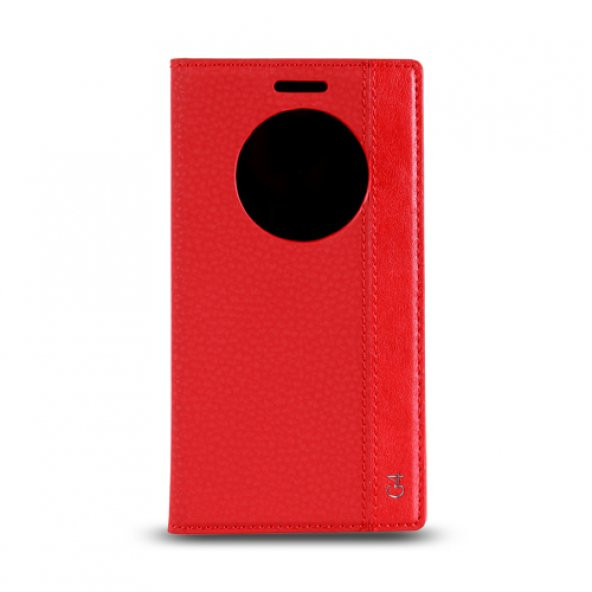 LG G4 Stylus Gizli Mıknatıslı Pencereli Magnum Kılıf Kırmızı