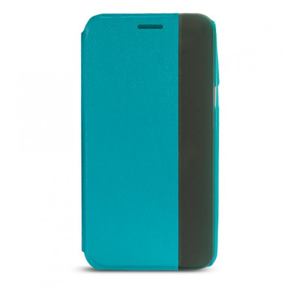 Samsung Galaxy E7 Yan Kapaklı Kılıf Mavi