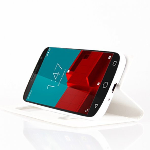 Vodafone Smart 6 Prime Gizli Mıknatıslı Pencereli Magnum Kılıf Beyaz - 2