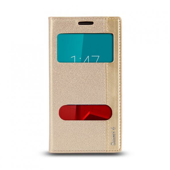 Vodafone Smart 6 Prime Gizli Mıknatıslı Pencereli Magnum Kılıf Gold