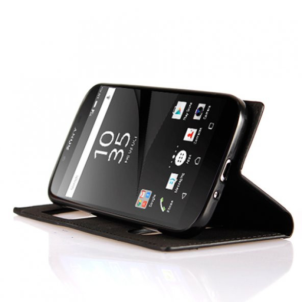Sony Xperia Z5 Compact - Gizli Mıknatıslı Pencereli Magnum Kılıf Siyah - 2
