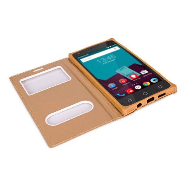 FitCase Dolce Vodafone Smart 6 Gizli Mıknatıslı Pencereli Kılıf Beyaz - 2