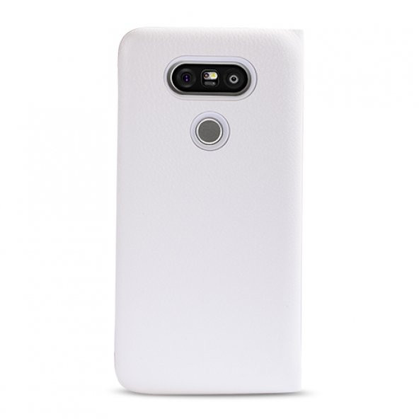 LG G5 H850 Yan Kapaklı Kartlıklı Kılıf Beyaz - 2