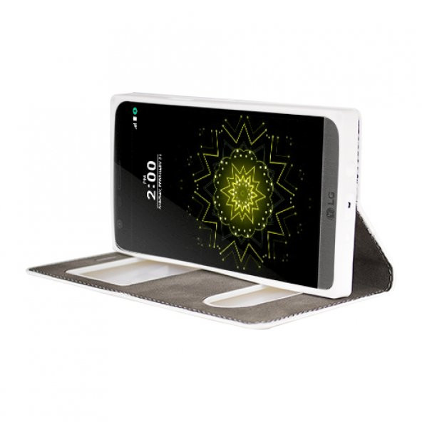 FitCase Dolce LG G5 H850 Gizli Mıknatıslı Pencereli Kılıf Beyaz - 3