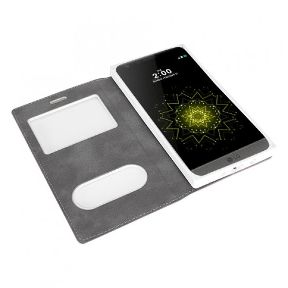 FitCase Dolce LG G5 H850 Gizli Mıknatıslı Pencereli Kılıf Gold - 3