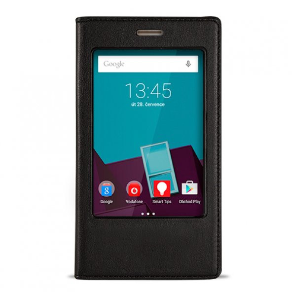 FitCase Dolce Vodafone Smart 7 Style Gizli Mıknatıslı Pencereli Kılıf Siyah