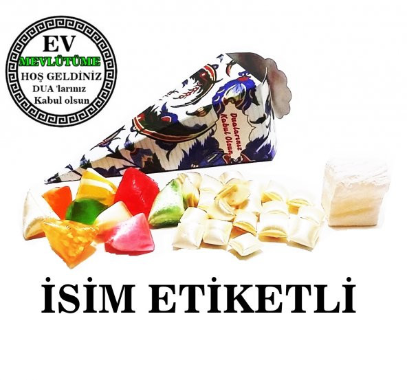 cenaze ev kırk asker bebek mevlüt şekeri mevlid hediyesi 4 farklı külah seçenegi 10 adet külah içi şekerli - 3