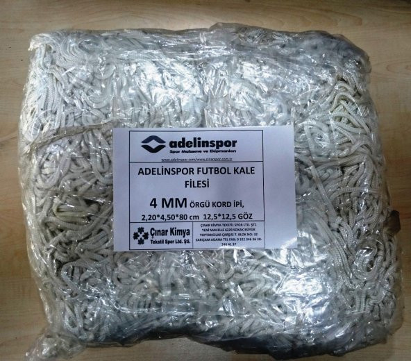 Adelinspor Futbol Kale Filesi 4 mm Kord İpi 4,50*2,20*0,8 m