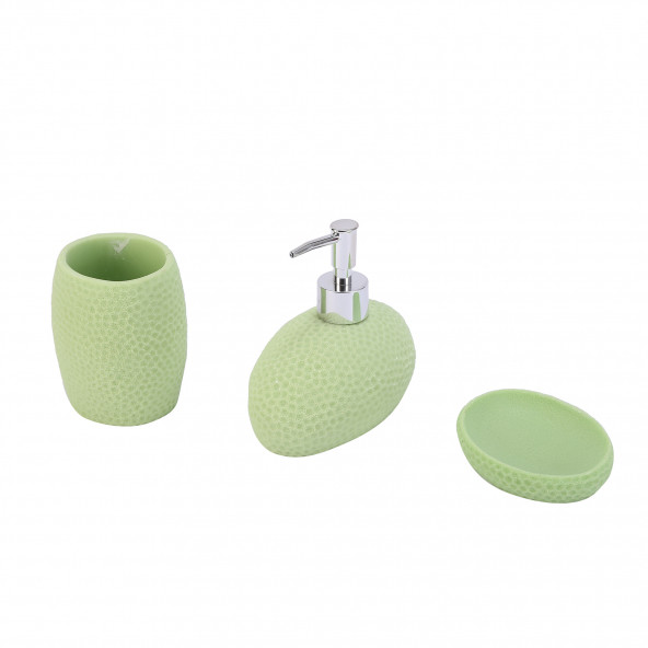 DT0082-1 YEŞİL PETEK 3 LÜ BANYO SETİ 20x20x13cm ürün görseli