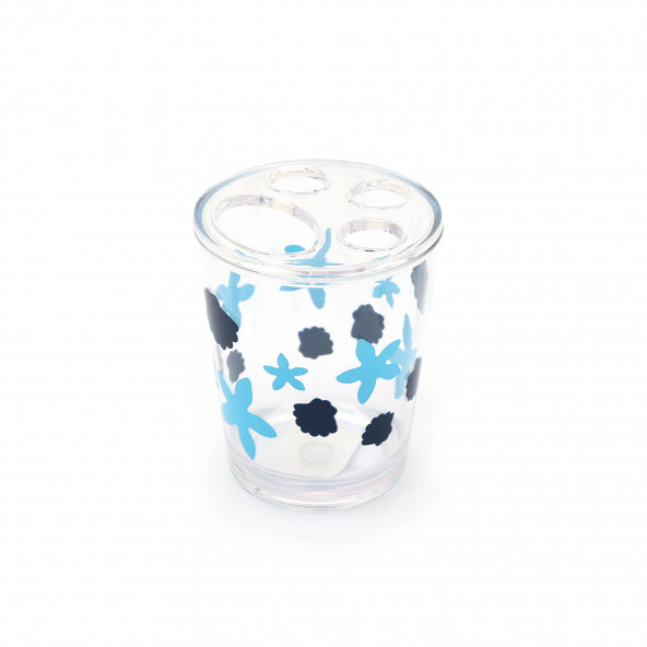 611150D1 DİŞ FIRÇALIK BENEKLİ DESEN AKRİLİK 8X8X9CM 350ML - Resim 2