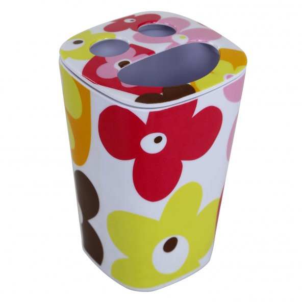 HK5009KP1 DİŞ FIRÇALIK KIRMIZI PAPATYA MELAMİN 7X7X11CM - Resim 4