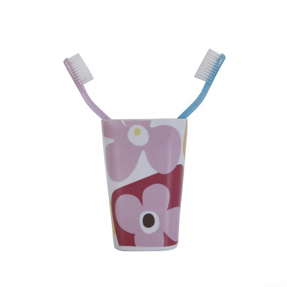 HK5009KP2 DİŞ FIRÇALIK VE MACUN KABİ KIRMIZI PAPATYA MELAMİN 7X7X11CM 300ML - 4