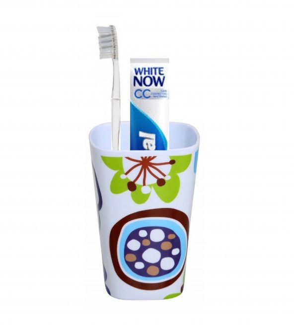 HK500932M3 DİŞ FIRÇALIK VE MACUN KABİ MAVİ PAPATYA MELAMİN 7X7X11CM 300ML - 4